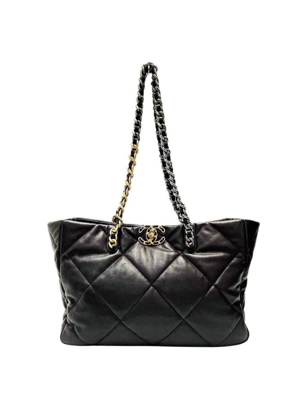 Chanel 19 As3660 Brown Chain Tote Bag Shiny Lambskin